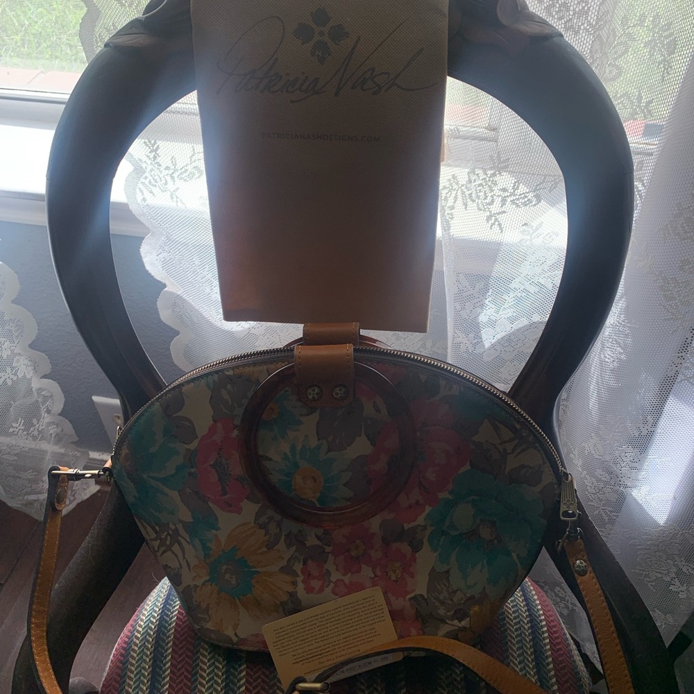 Patricia Nash Multicolor “First Bloom” Floral Bag with Resin Handles